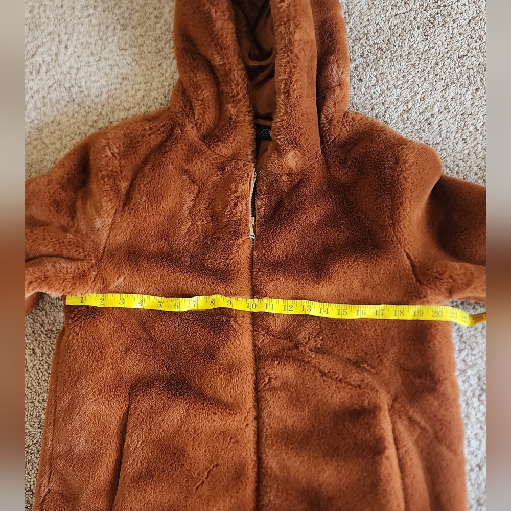 Rachel Zoe, hooded Teddy zip up faux fur Teddyjacket Sz M - Picture 5 of 7